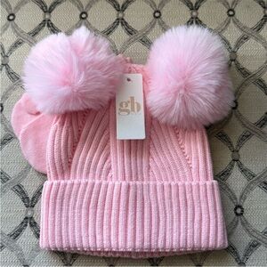 Girls Pink Pom Pom Hat